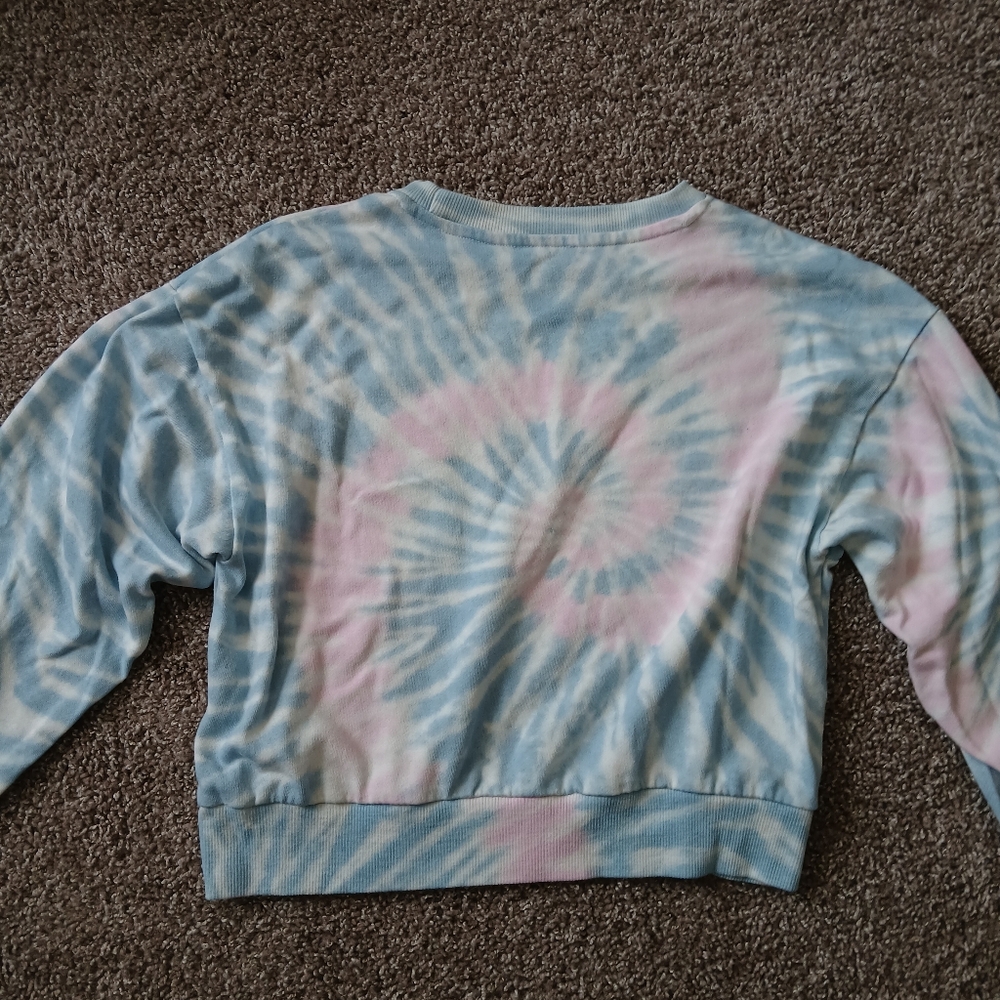 Disney Alice in Wonderland Tie Dye Cropped Sweatshirt | Blue & Pink - Picture 4 of 7